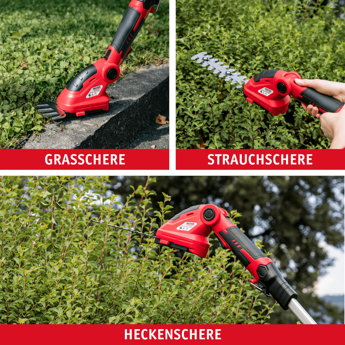 WALTER Li-Ion Akku-Heckenschere/Grasschere 12 V