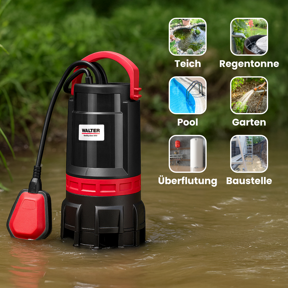Dirty and clear water pump 750 W 2-in-1
