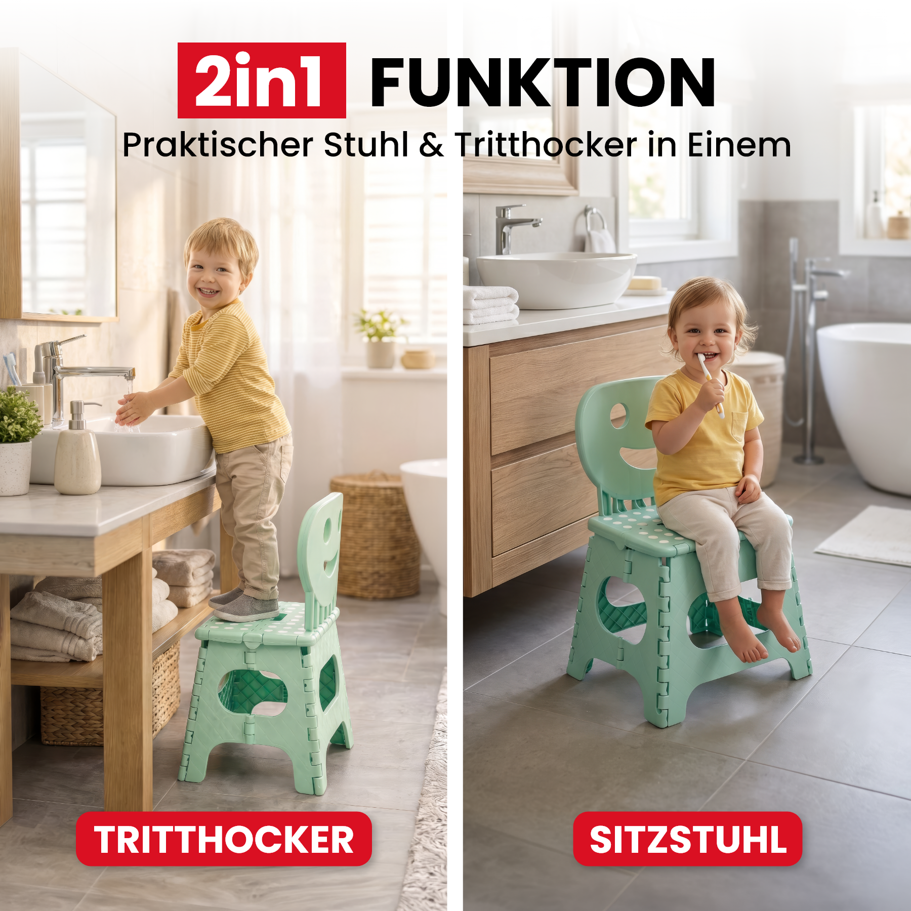 Klappbarer Kinderstuhl mint 2-in-1
