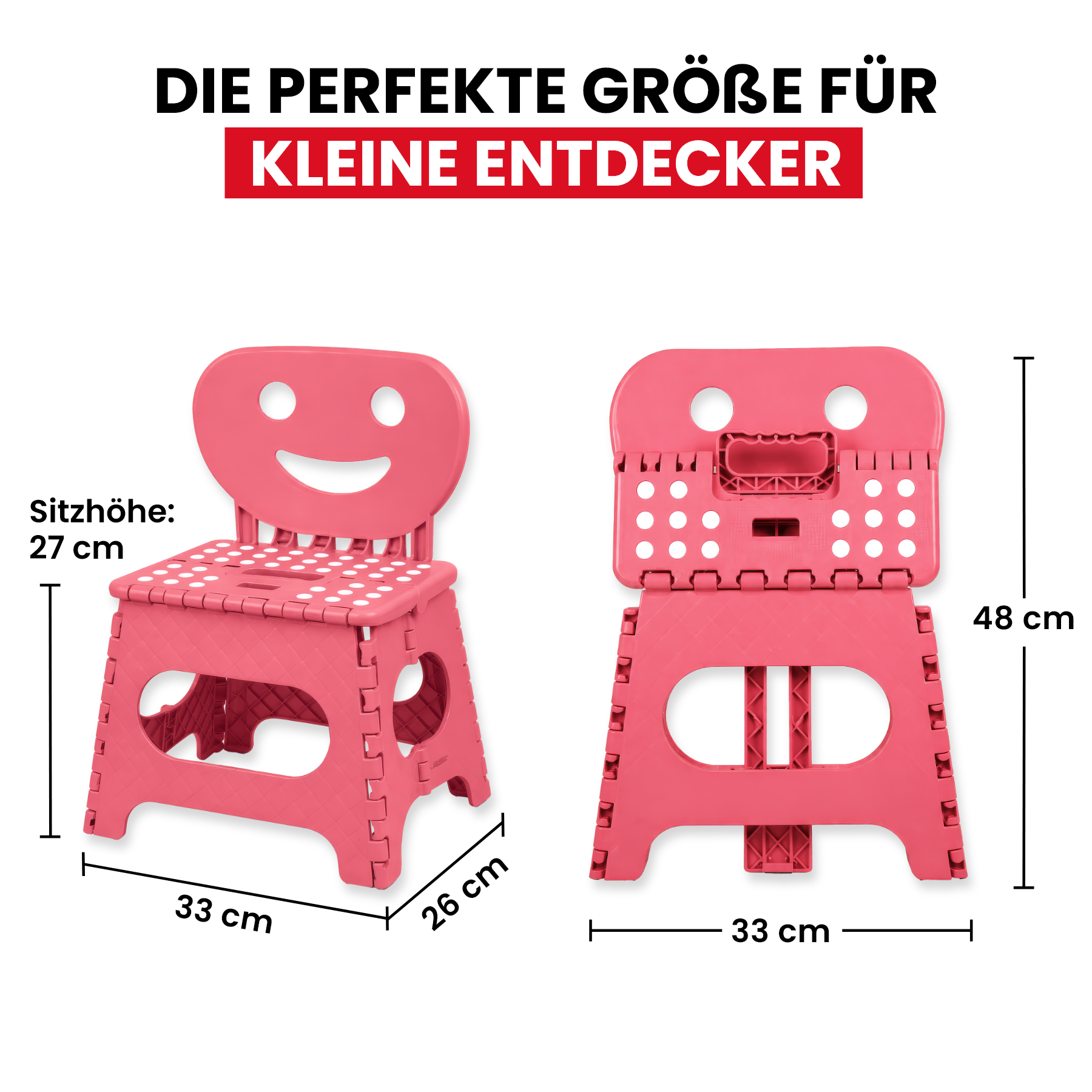 Klappbarer Kinderstuhl rosa 2-in-1