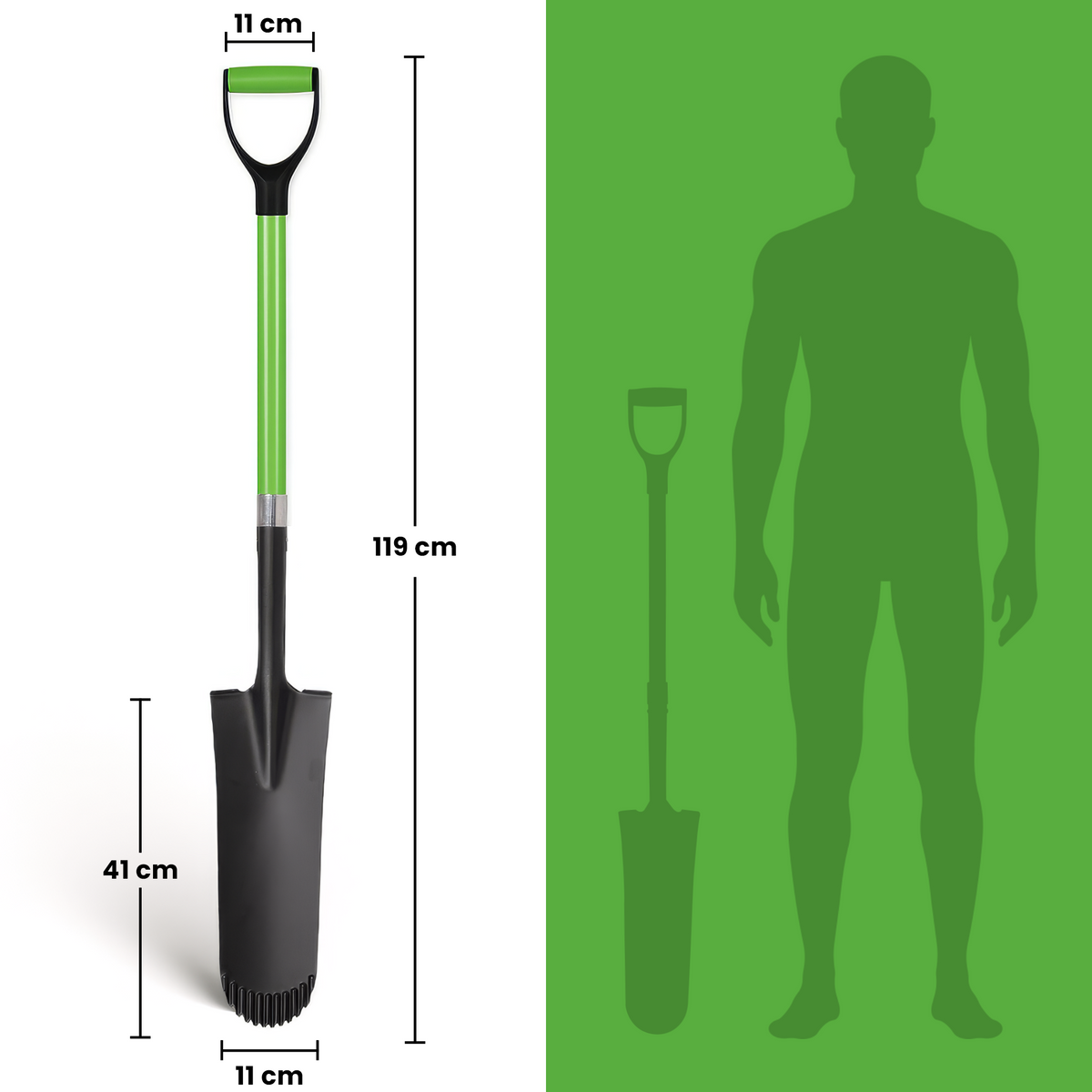 Drainage spade with fiberglass handle