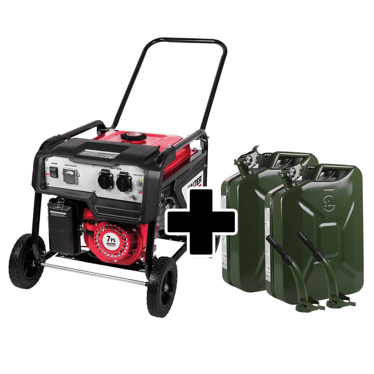 WALTER Stromerzeuger 2600 W mit Benzinkanister 20 L Set 2 - tlg.