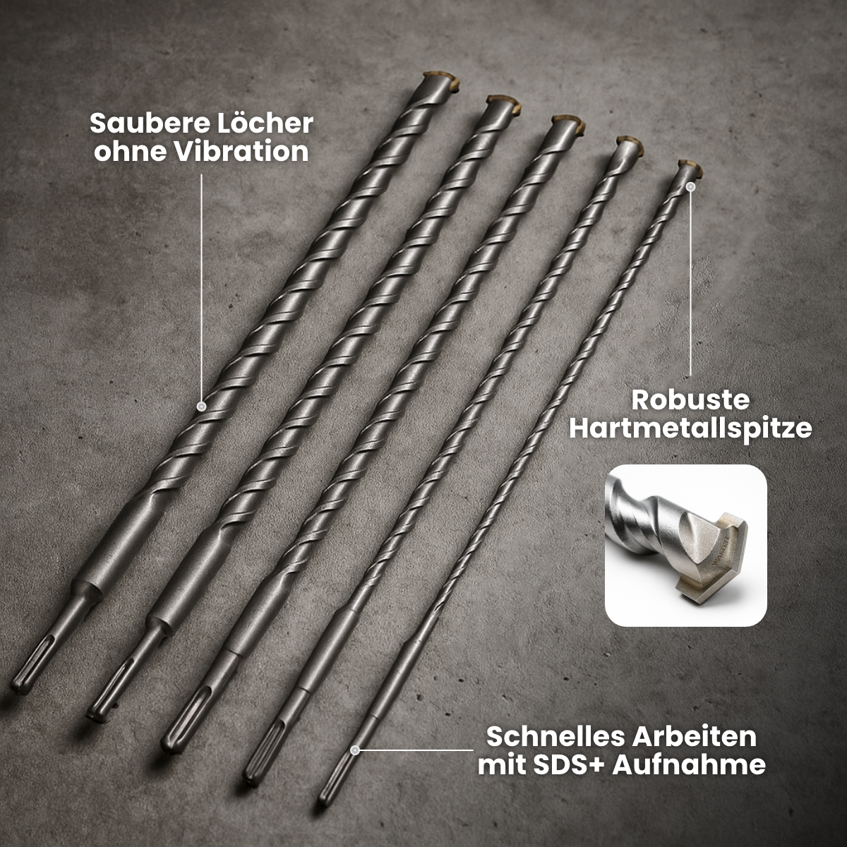 SDS Plus drill bit set, 5-piece, 600 mm