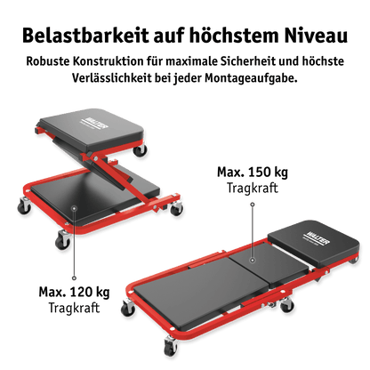 WALTER Montage-Rollbrett und Werkstatthocker 2-in-1