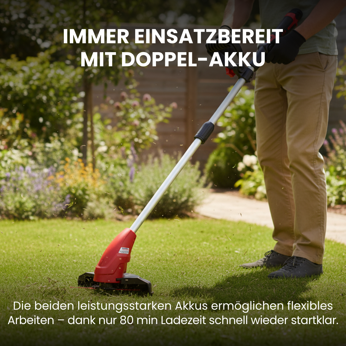 Cordless grass trimmer 12 V with 2 batteries