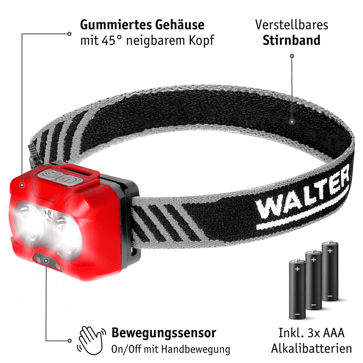 WALTER LED-Stirnlampe 450 lm