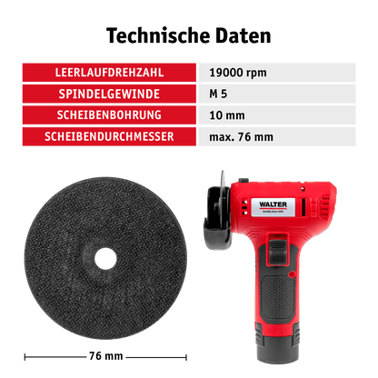 WALTER 12V Winkelschleifer mit 2 Akkus
