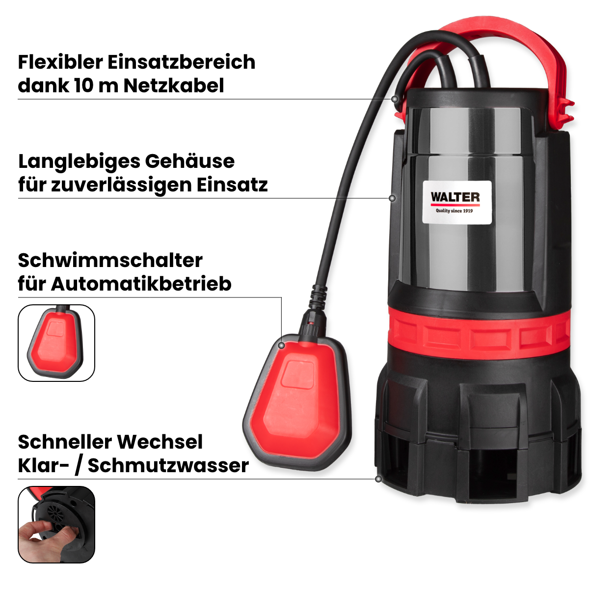Dirty and clear water pump 750 W 2-in-1
