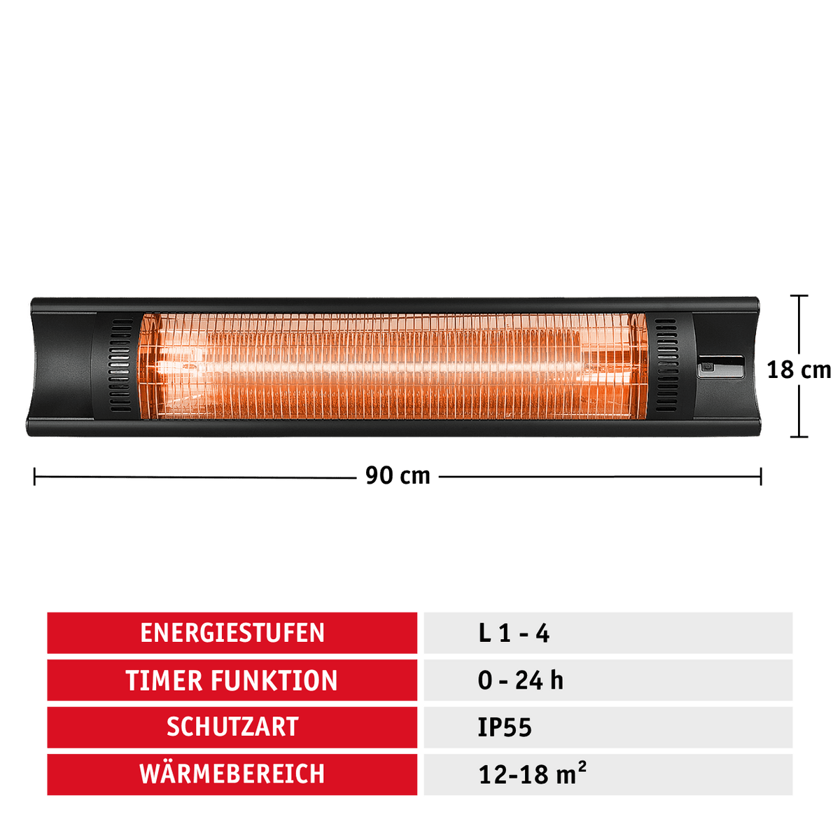 WALTER Infrarot-Wandheizstrahler 2000 W