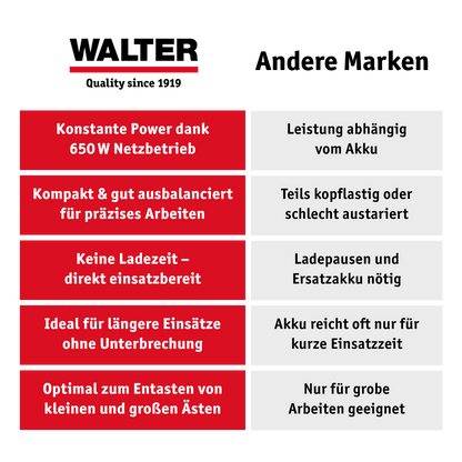 WALTER Elektro - Kettensäge 650 W