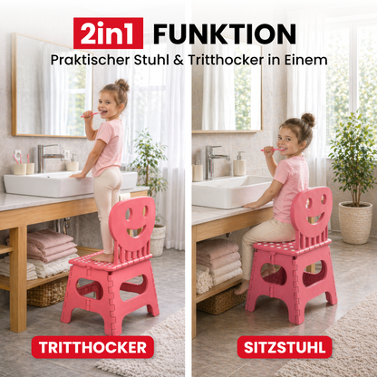 Klappbarer Kinderstuhl rosa 2-in-1