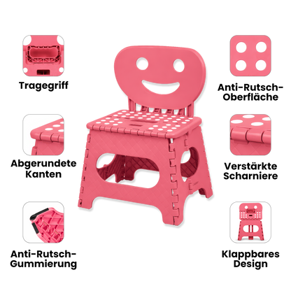 Klappbarer Kinderstuhl rosa 2-in-1