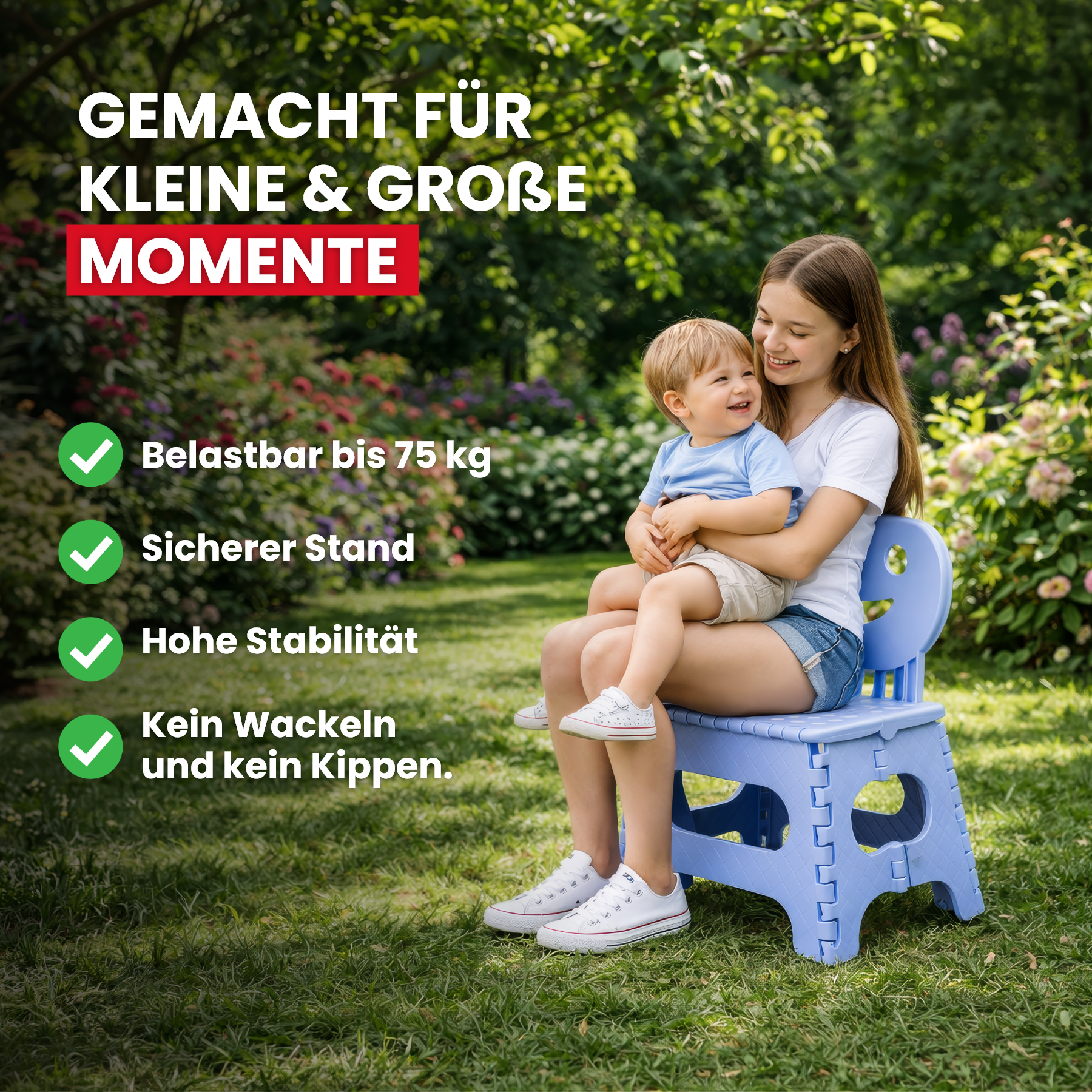 Klappbarer Kinderstuhl blau 2-in-1