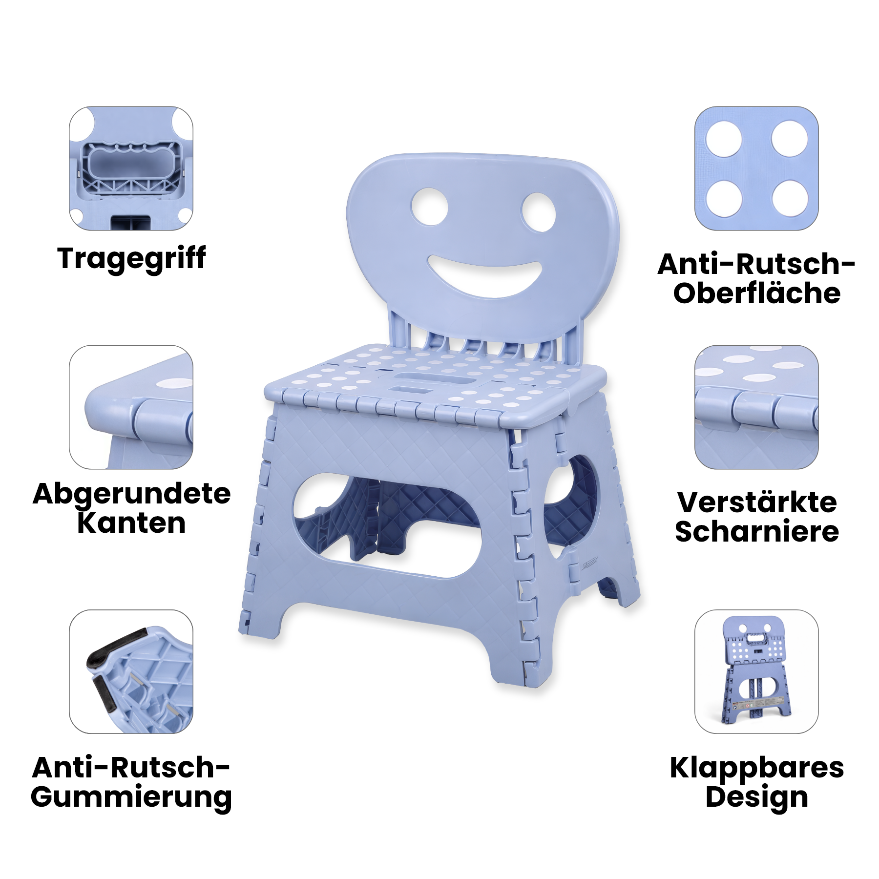 Klappbarer Kinderstuhl blau 2-in-1