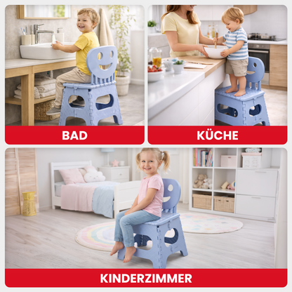 Klappbarer Kinderstuhl blau 2-in-1