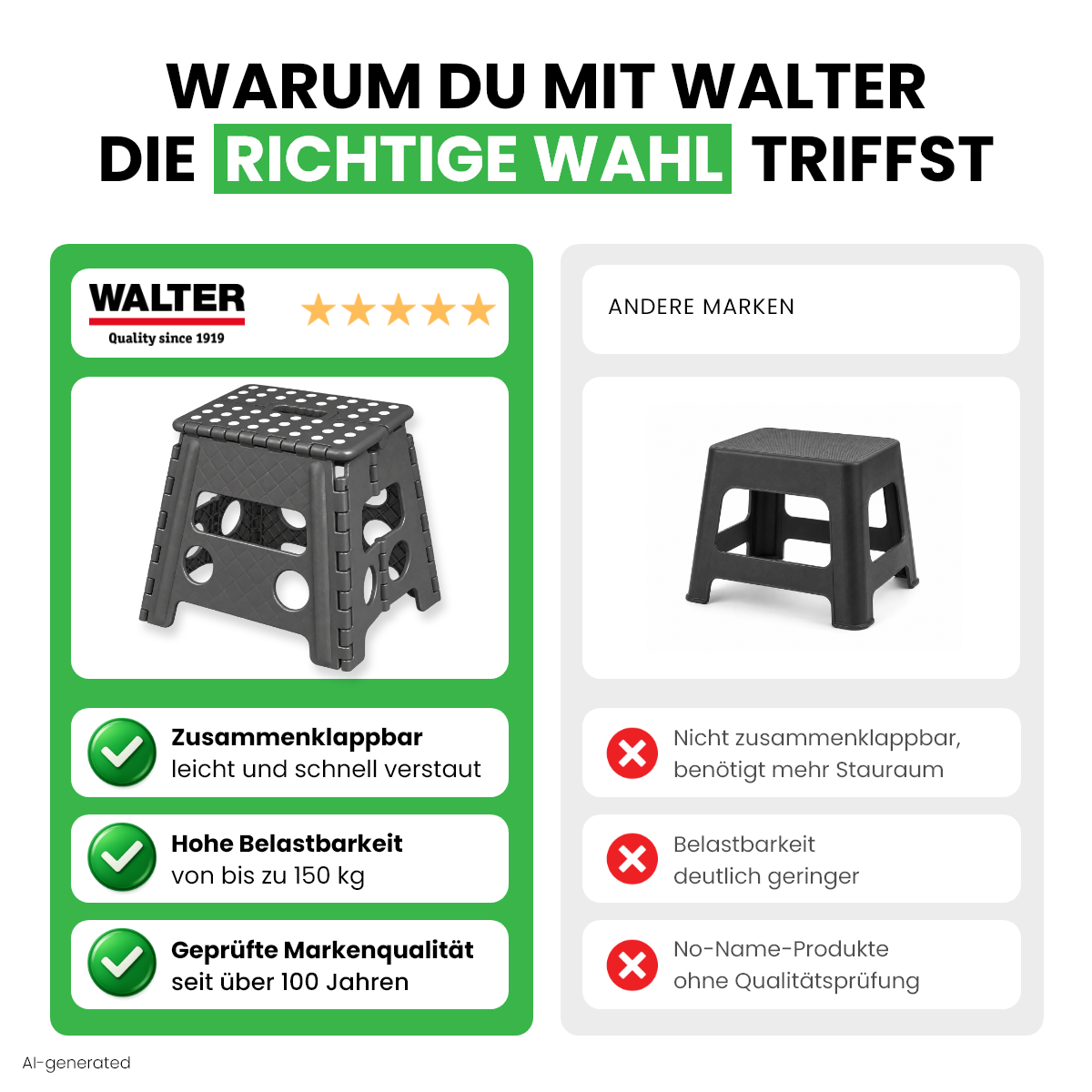 Klappbarer Tritthocker grau