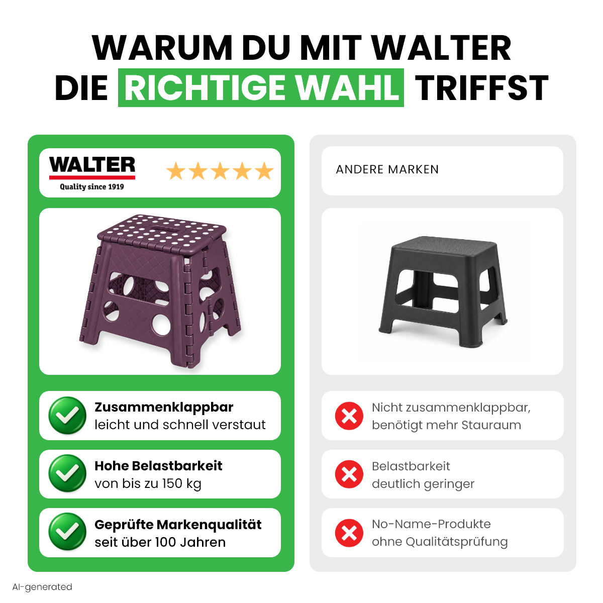 Klappbarer Tritthocker lila