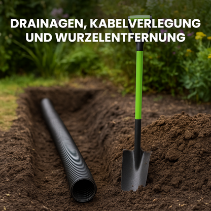 Drainage spade with fiberglass handle